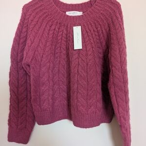 All in Favor Berry Cable Knit Sweater NWT